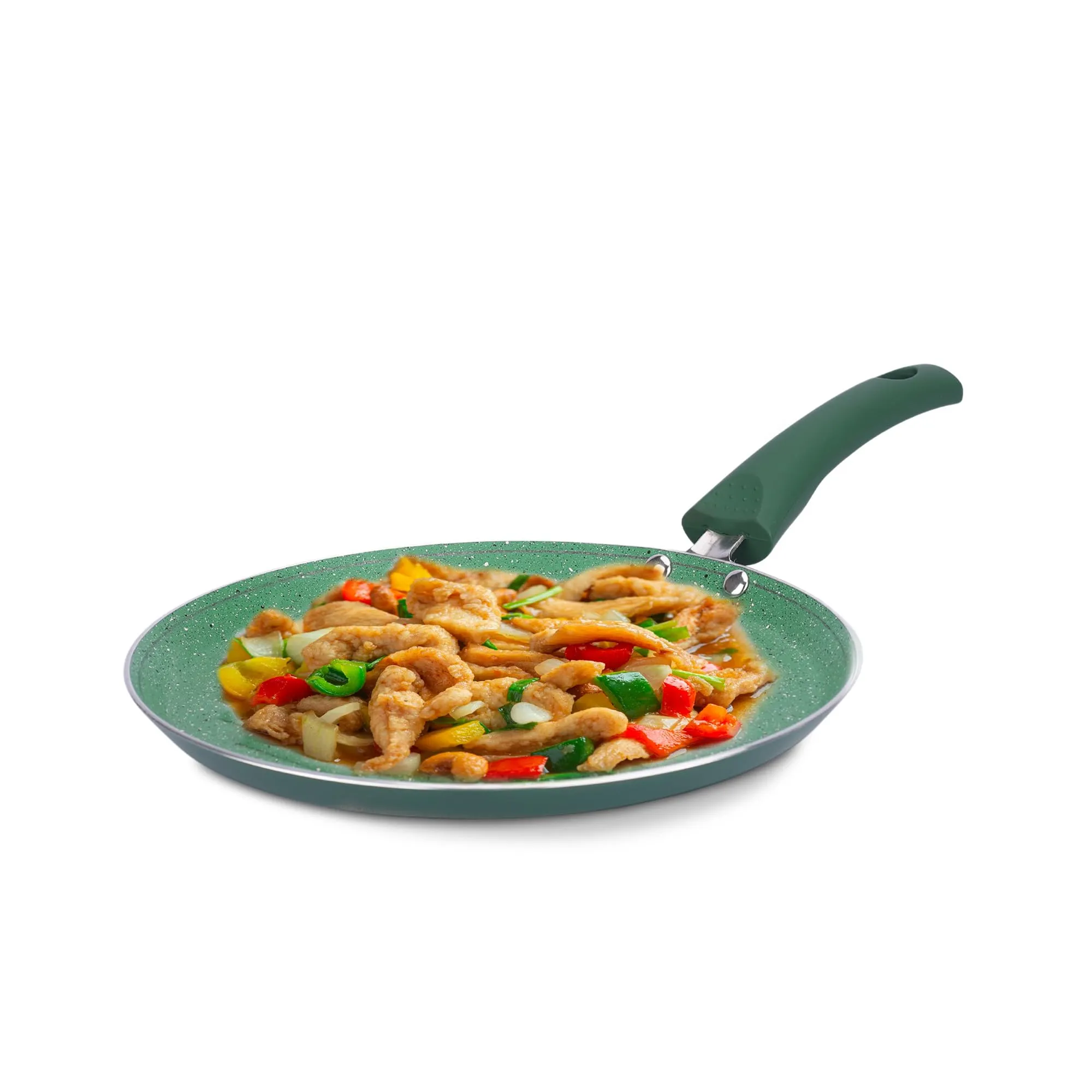 USHA SHRIRAM (25cm Emerald Non Stick Grill Pan (25 cm) | Saute Pan Gas Cookware | Big Grill Pan | Minimal Oil Cooking | Fish Fry Grill Pan | 3 Layer Non Stick Coating | Saute Pan (Green)