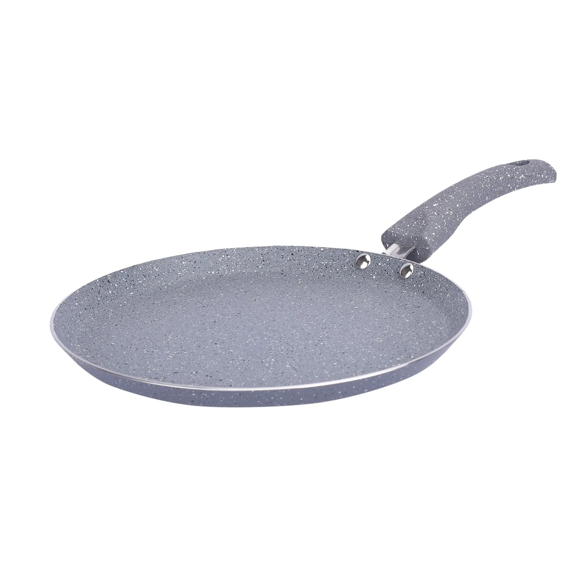 USHA SHRIRAM (26cm Lunar Haze Non Stick Roti Tawa with Riveted Handle | Flat Tawa Non Stick | High Grade Aluminium | Scratch Resistant Surface | Nonstick Roti Dosa Tawa | Non Stick Pan (Grey)