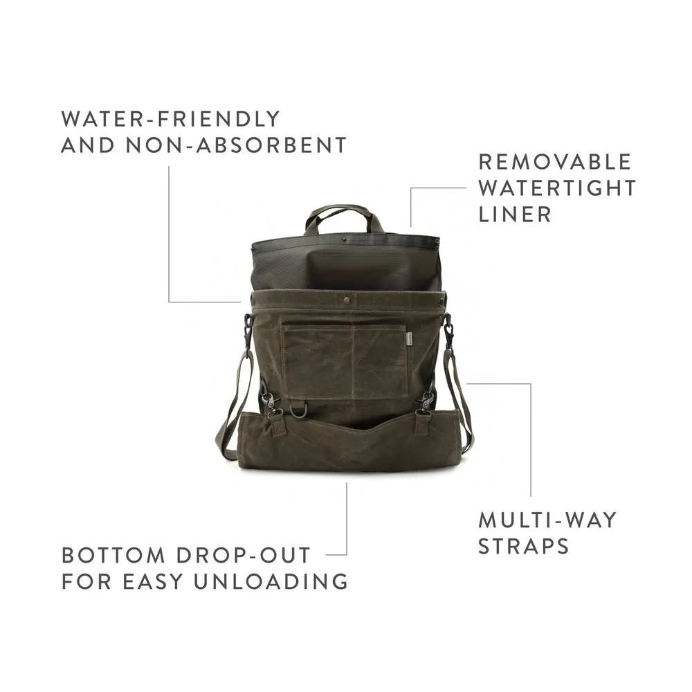 Waxed Canvas Gathering Bag - Dark Khaki