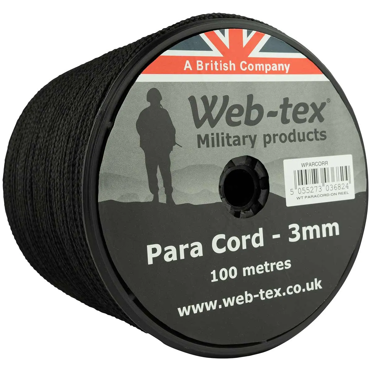 Web-Tex Paracord Reel - 100m Black