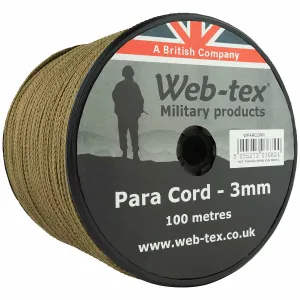 Web-Tex Paracord Reel - 100m Coyote