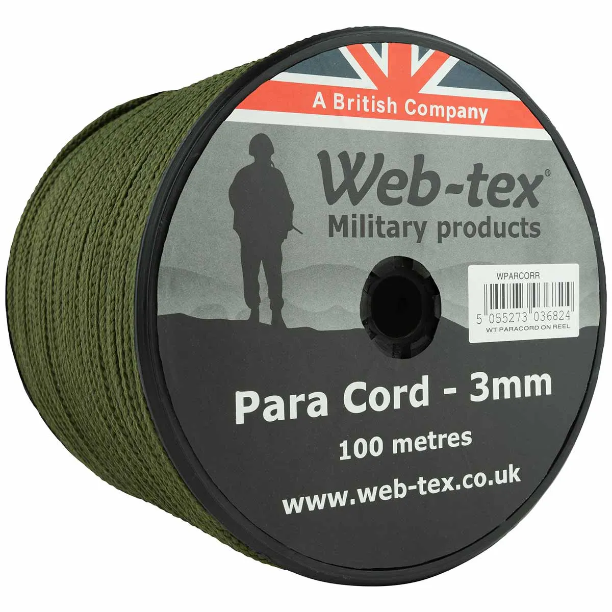 Web-Tex Paracord Reel - 100m Green